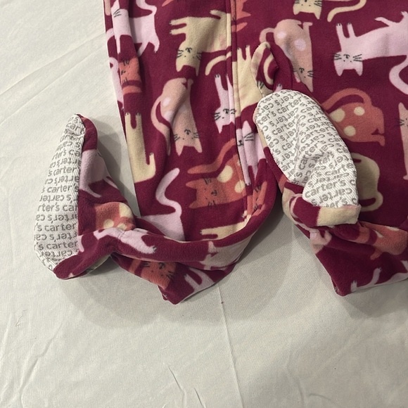 Carter's Toddler Girls Cat-Print Fleece Footed Pajamas - Picture 3 of 5